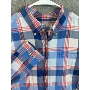 Southern Tide Shirt Mens Large White Blue Intercoastal Plaid Flannel Shirt